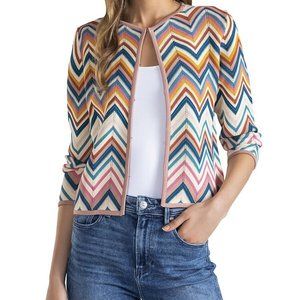 Shoshanna Easton Chevron Stripe Cardigan - Mauve Multi (Small)